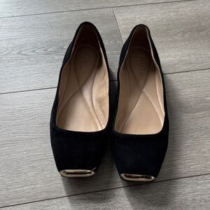 Alfani Black Suede Flats with Gold Accents